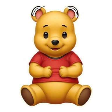 ursinho Pooh sitting smiling yellow red shirt simple sticker