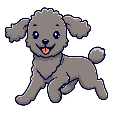 Running black poodle  sticker