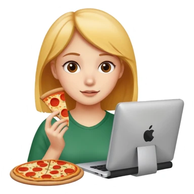 a girl looking in her computer and in the ocmputer you can see food so sho the computer screen sticker