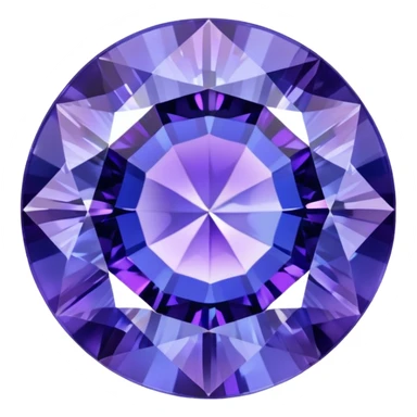 Round cut tanzanite gemstone with holographic blue-purple color shift and brilliant facets sticker