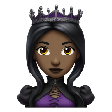 Queen gothic girl long dark black and purple hair add a whip in hand sticker