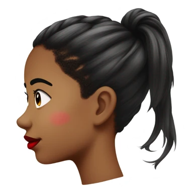 side profile of an emoji with red lips and a black and white ponytail with hyperpigmentation on her cheek  sticker