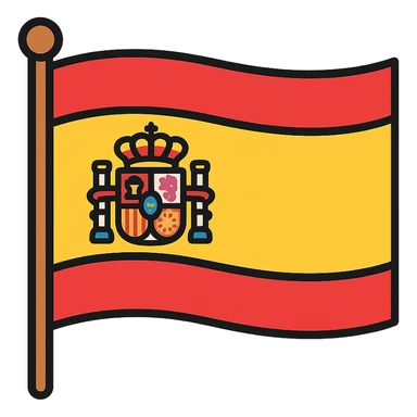 Spanish flag with red and yellow horizontal stripes and coat of arms sticker
