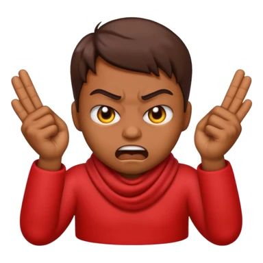 An emoji with their fingers wrapped around their neck and squeezing they looked mad sticker