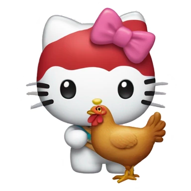 hello kitty holding a chicken drumstick sticker