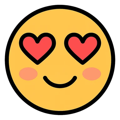in love emoji, blushing with heart eyes, modern icon style sticker