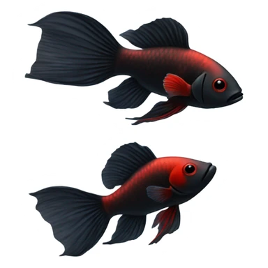 Fully Black with tiny red lines betta fish short fins sticker