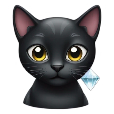 Black cat with a big diamond sticker