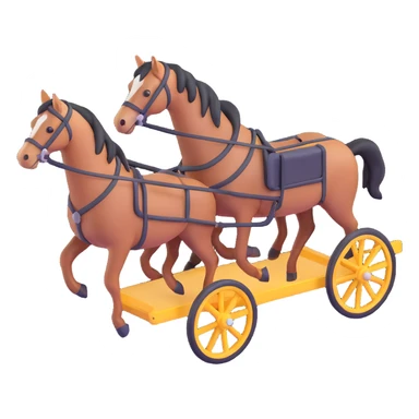 two horses pulling a cart, isometric view sticker