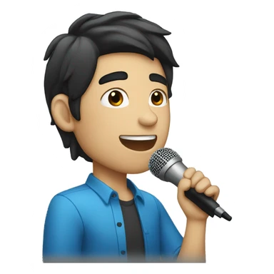 Guy with blue black hair singing  sticker
