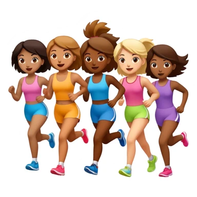 Girl running with friends  sticker