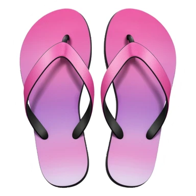 Realistic pink gradient pair of summer flip flops isolated. sticker