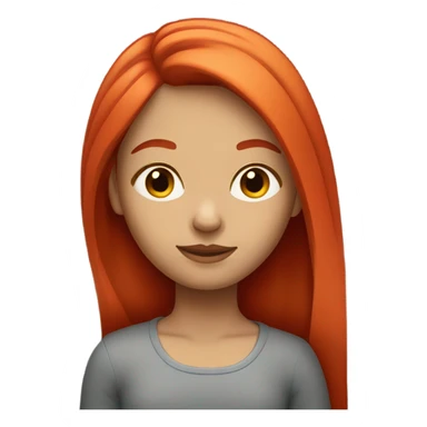 girl with straight shoulder length bright red hair  sticker