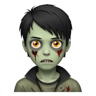 boy zombie with black side-swept emo hair sticker