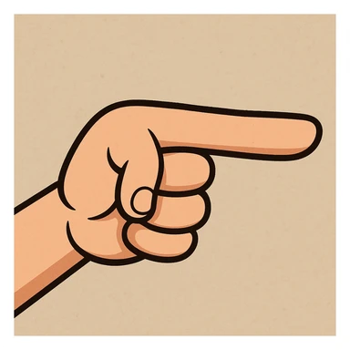 a hand with the index finger pointing forward, cartoon style sticker