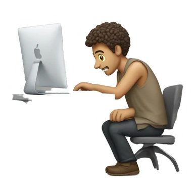 man working on macbook  sticker