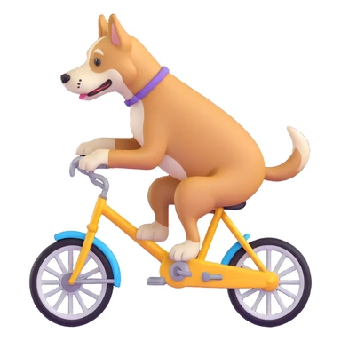 a dog on a bicycle, 3D emoji style sticker