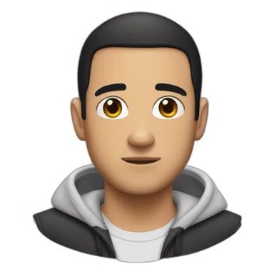 hooded mike bronteroc with black hair and buzz cut sticker
