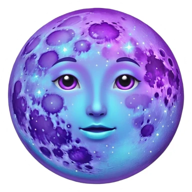 glitter purple and cian moon sticker