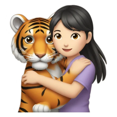 Tiger in arm of Japanese  girl  sticker