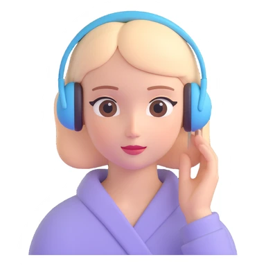 emoji style person listening to ASMR, soft color palette, smooth edges, serene face sticker