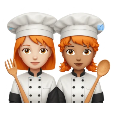 Dos chicas chef, una pelinaranja de pelo lacio y otra con pelo negro con rulos sticker