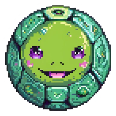 lime green planet with darker green patterns and a cute smiling face sticker