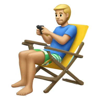 white guy gaming beach chair sticker