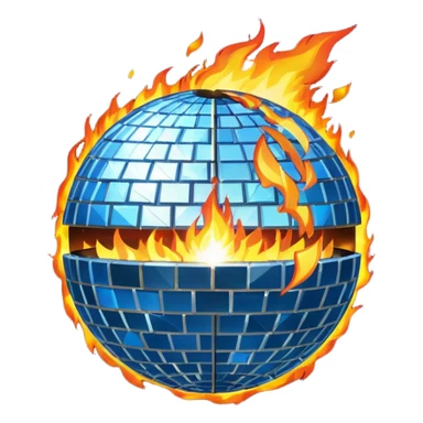 disco ball on fire on top sticker