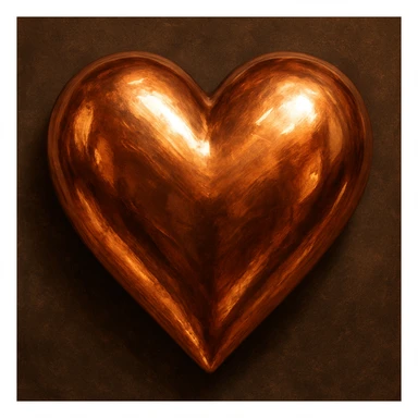 heart with a metallic copper finish, digital illustration sticker