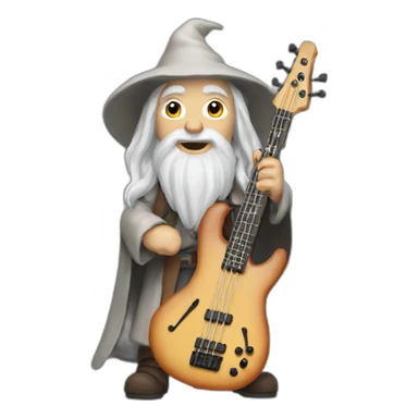 gandalf the white playing 5 string bass guitar sticker