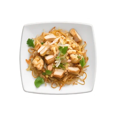 Square White Plate of chicken pad Thai cute sticker