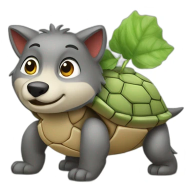 Un loup sur une tortue sticker