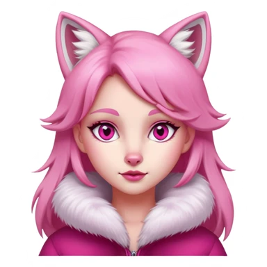 fox,pink,Dark pink eyes,White inside ears,girl sticker