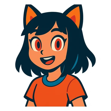 girl with cat ears and red eyes sticker