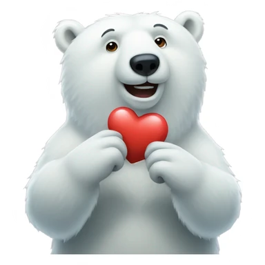 polar bear with heart sticker