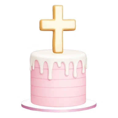 Light pink and white cake with cross  sticker