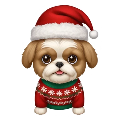 Small all OVER dark grey faced shih tzu christmas sweater hat sticker