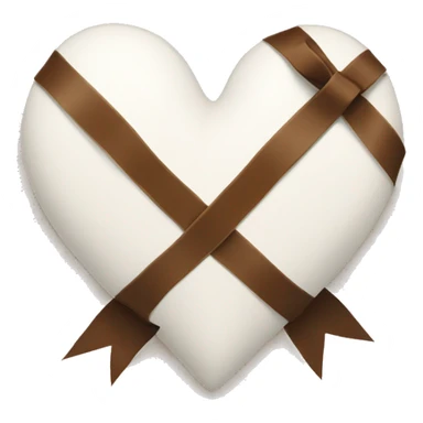 A white heart with brown ribbon sticker