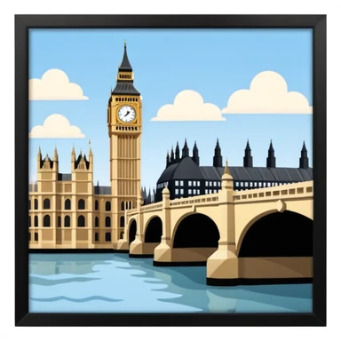 london bridge and big ben in apple emoji style sticker