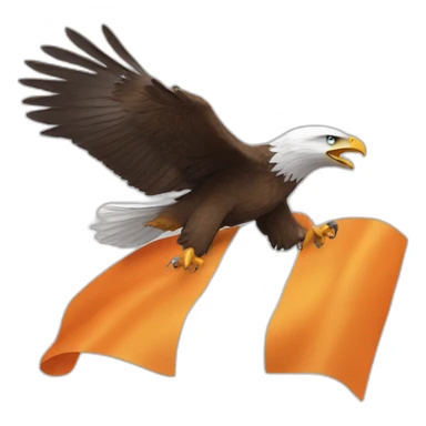 eagle spreading its wings with an orange white flag sticker