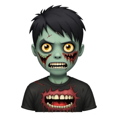 boy zombie with black hair emo Whith black grillz black teeths sticker