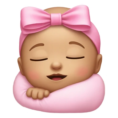 small baby sleeping with pink bow sticker