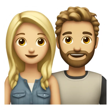 smiling blonde girl with brown haired man with beard cute couple  sticker