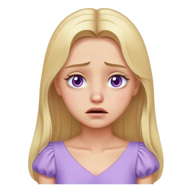 crying face blonde model, hazel eyes, sleek long hair, pastel purple dress sticker