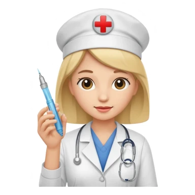 nurse holding vaccination needle sticker