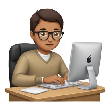 man working on his computer sticker