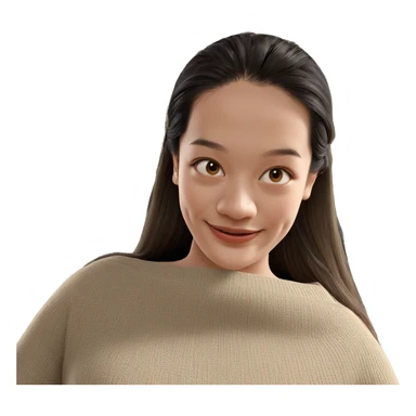 smiling girl with long hair sticker