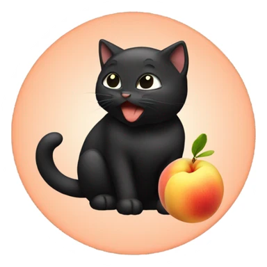 Black cat licking a peach  sticker