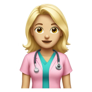 Blonde girl in pink scrubs sticker